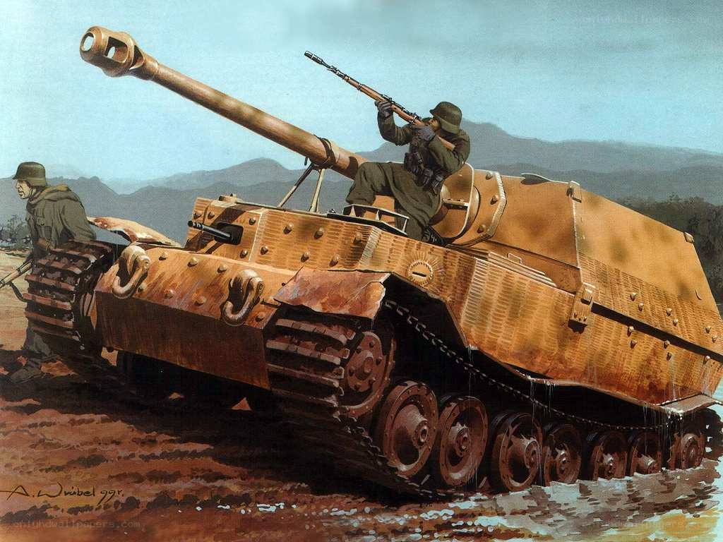 German tank in muddy terrain