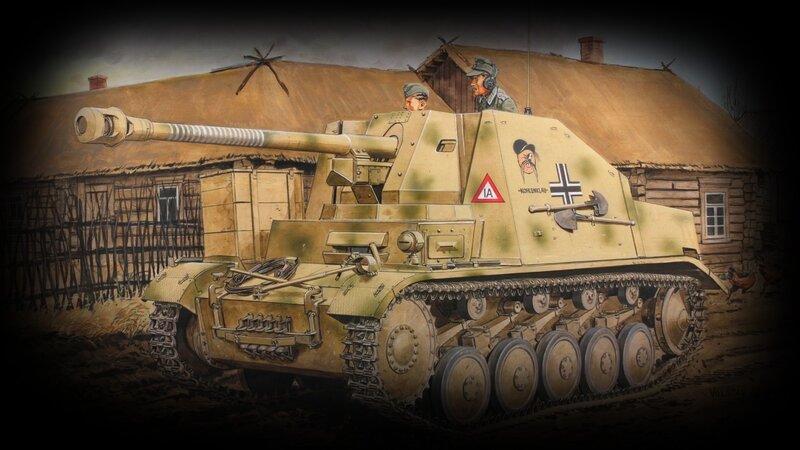 German Tank in Village — Tan