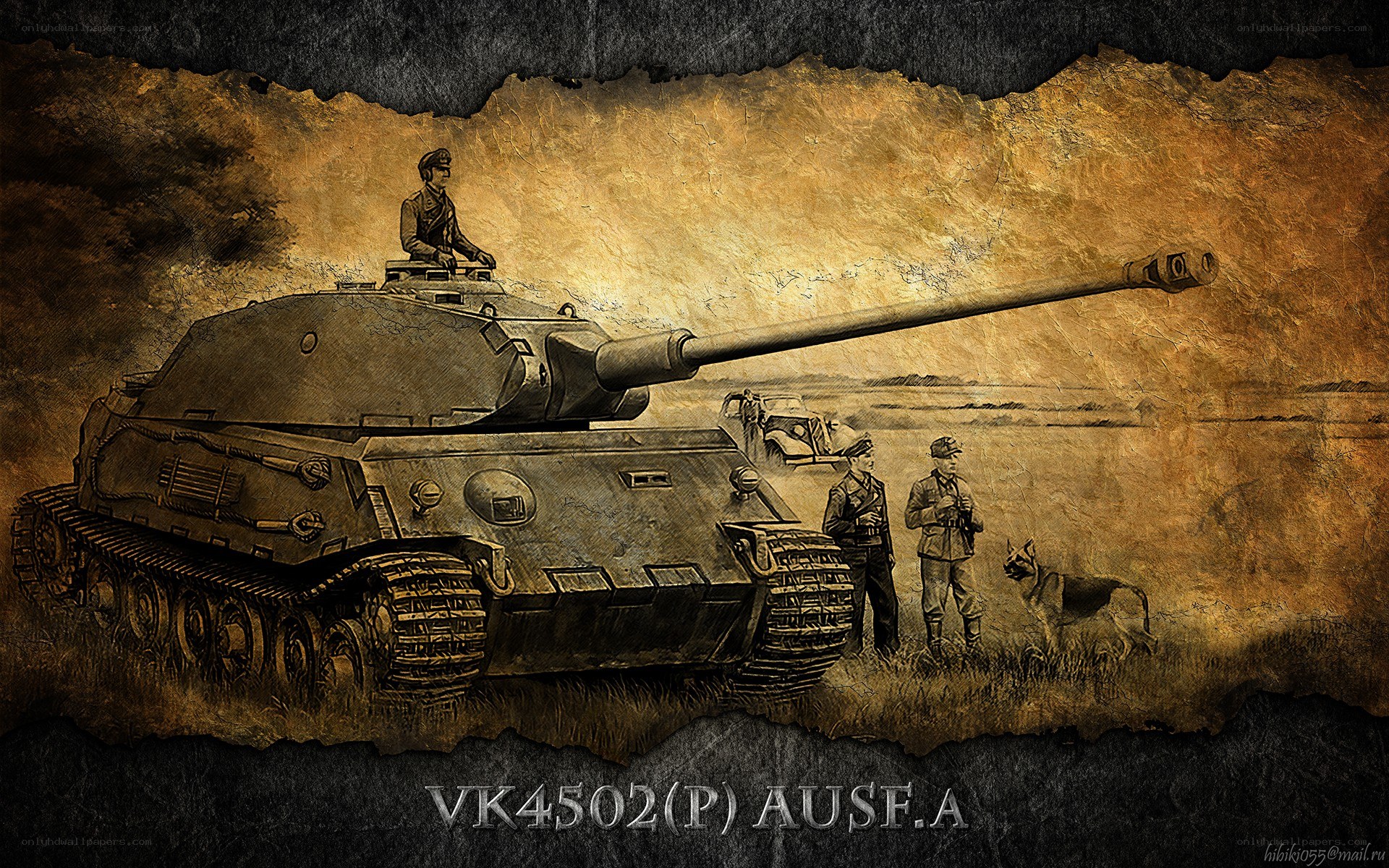 German tank in wartime scene