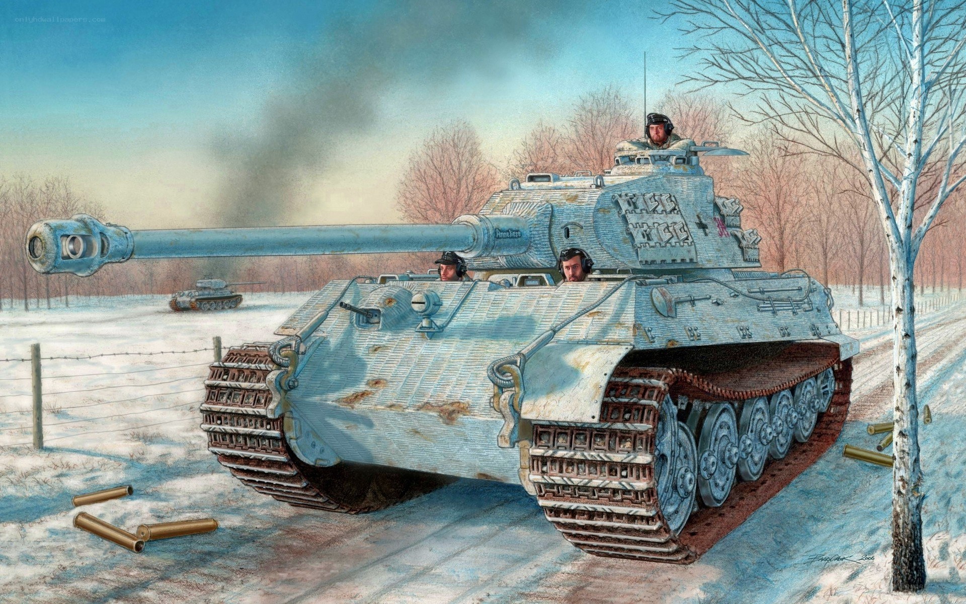 German tank in winter combat