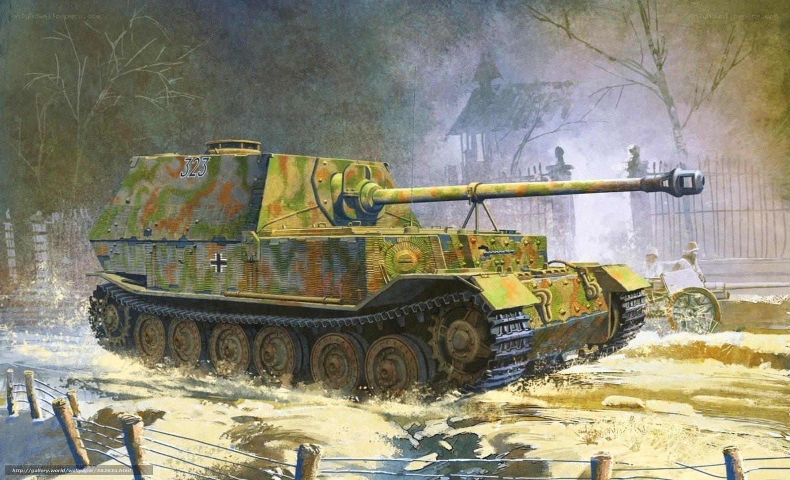 German tank in winter combat
