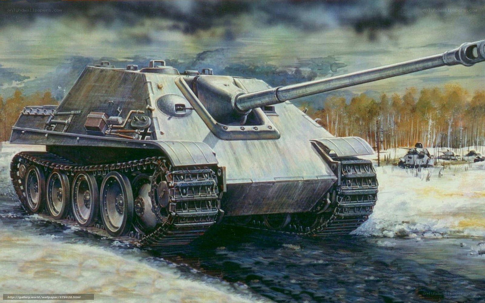 German tank in winter landscape