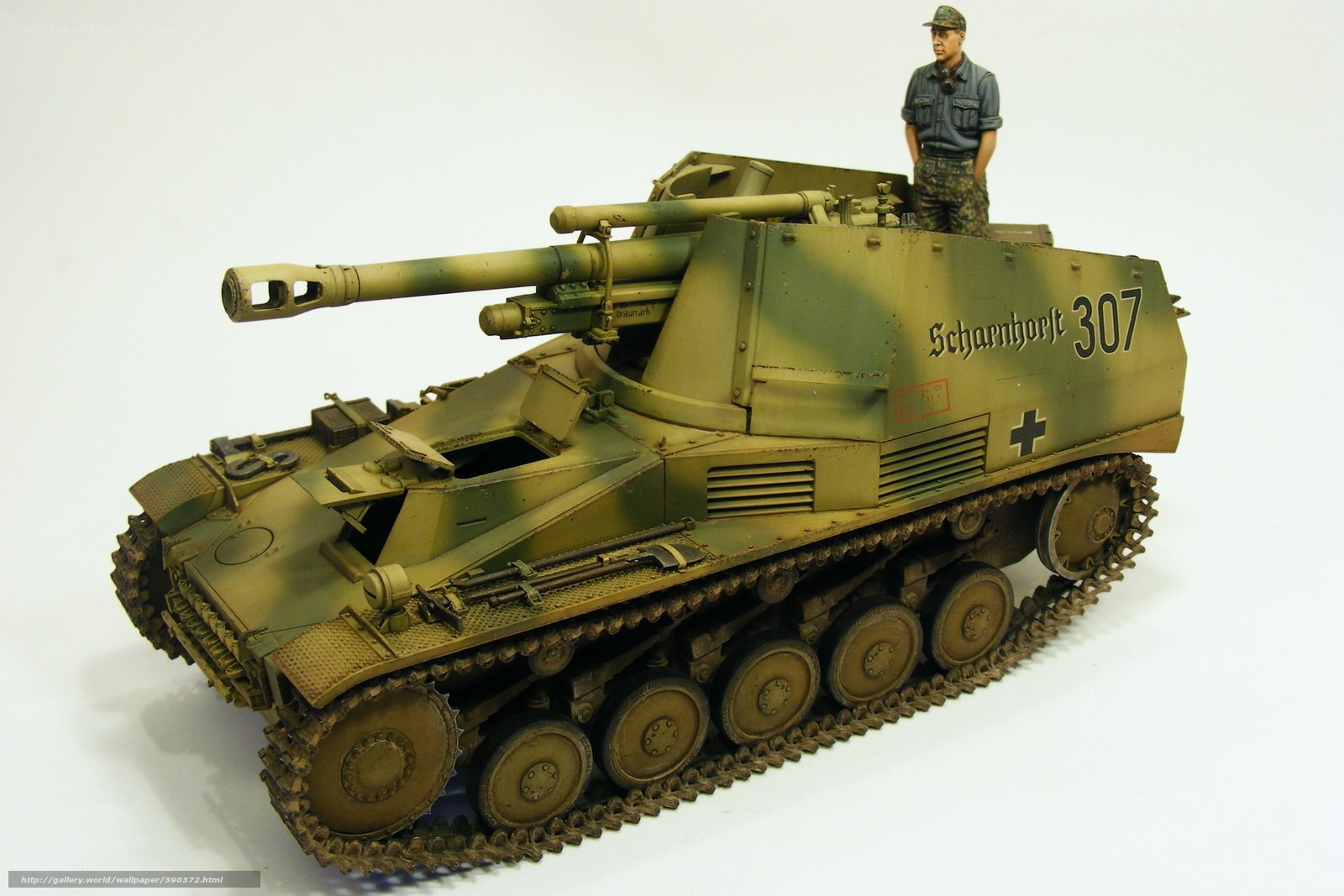 German tank model with crew figure