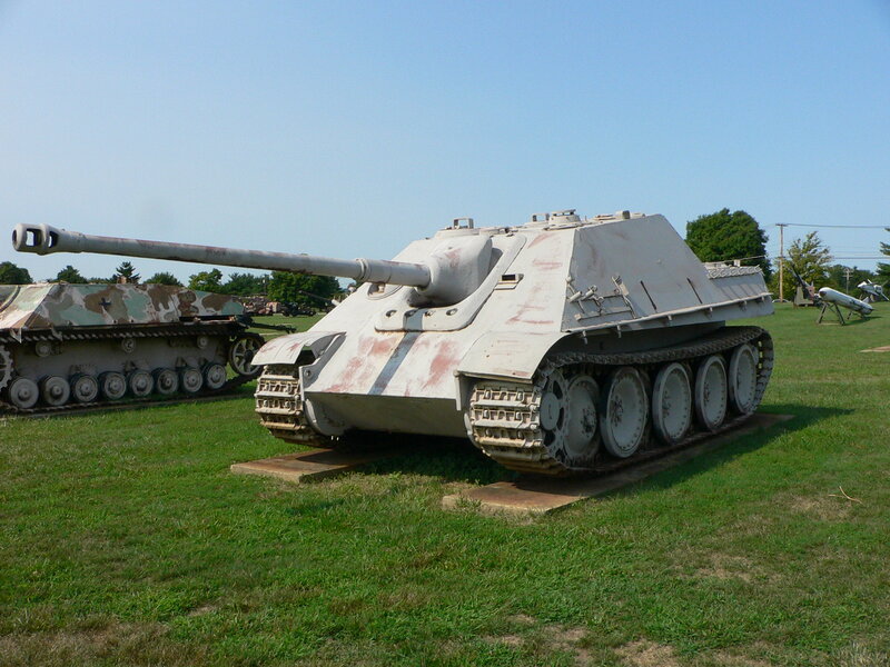 German Tank on Display — Green, Outdoor, Afternoon