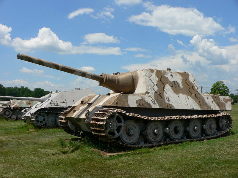 German Tank on Display — Green, Outdoor