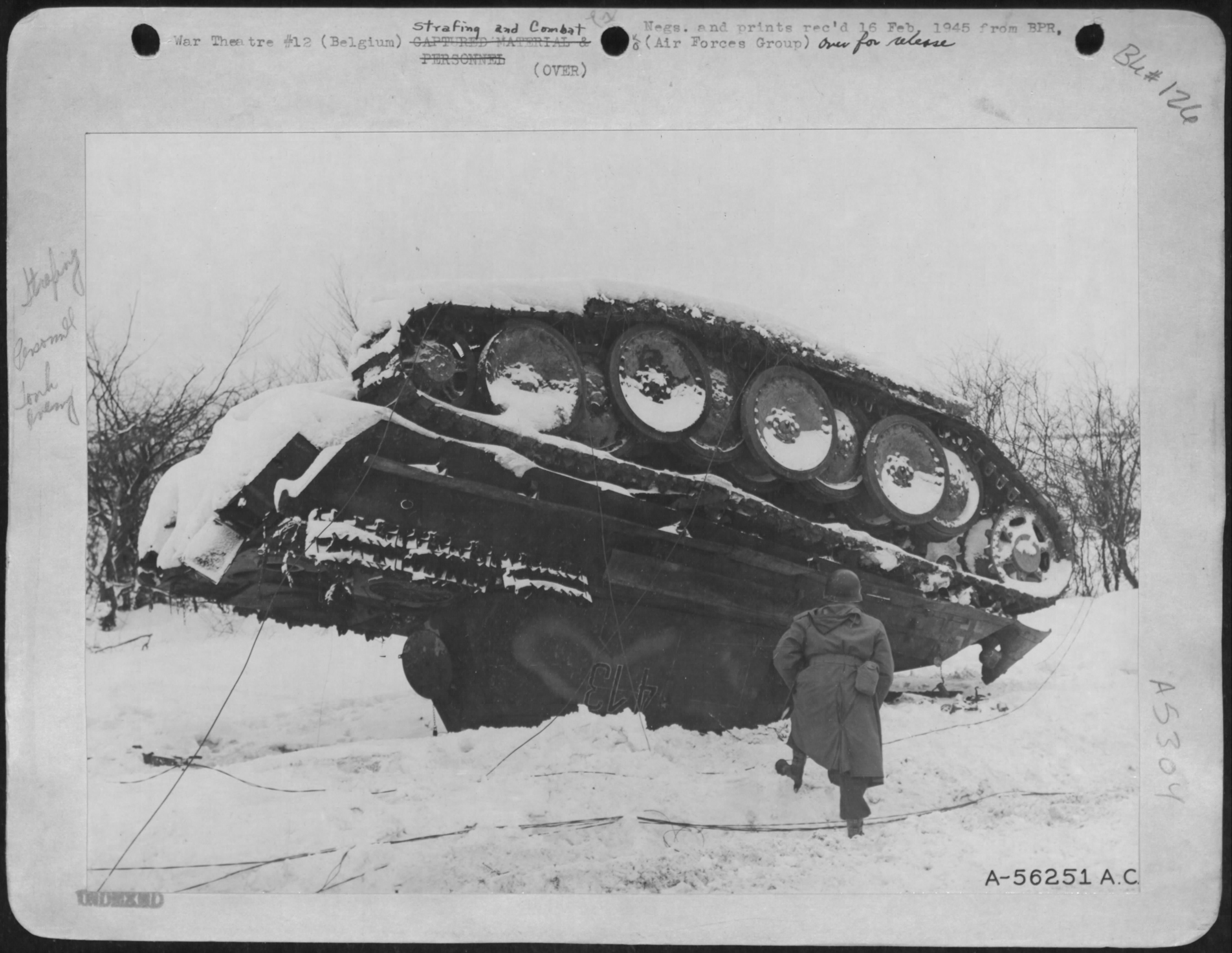 German tank overturned in snow