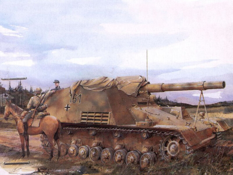 German Tank with Soldiers — Brown