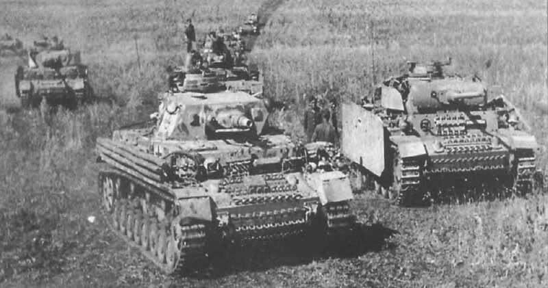 German tanks in field formation