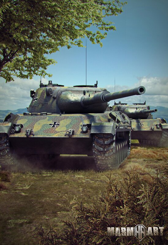German Tanks in Field — Green, Dramatic, Afternoon