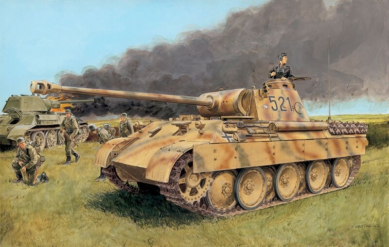 German Tanks in Field — Green, Dramatic