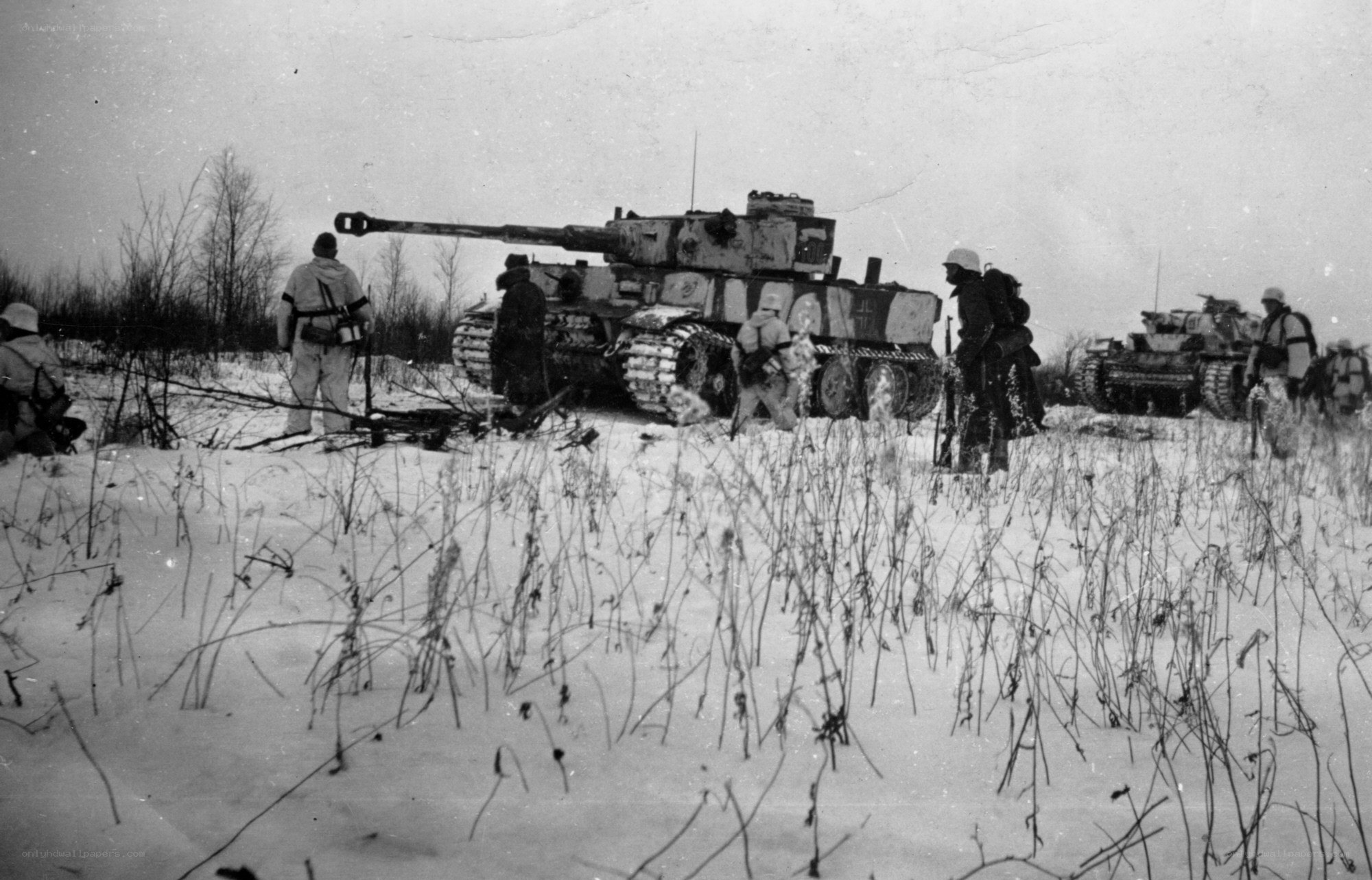 German tanks in snowy field