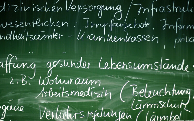 German text on a chalkboard