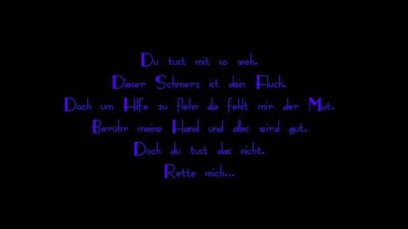 German Text on Black Background — Somber