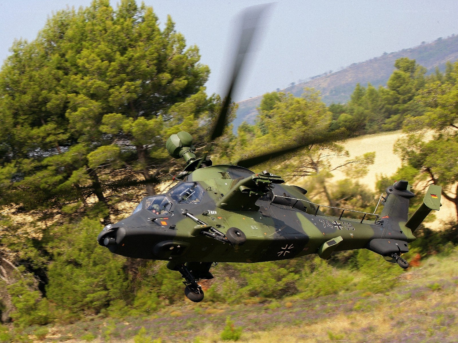 German Tiger helicopter in flight