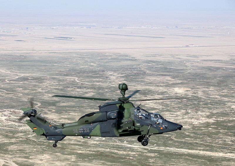 German Tiger helicopter in flight