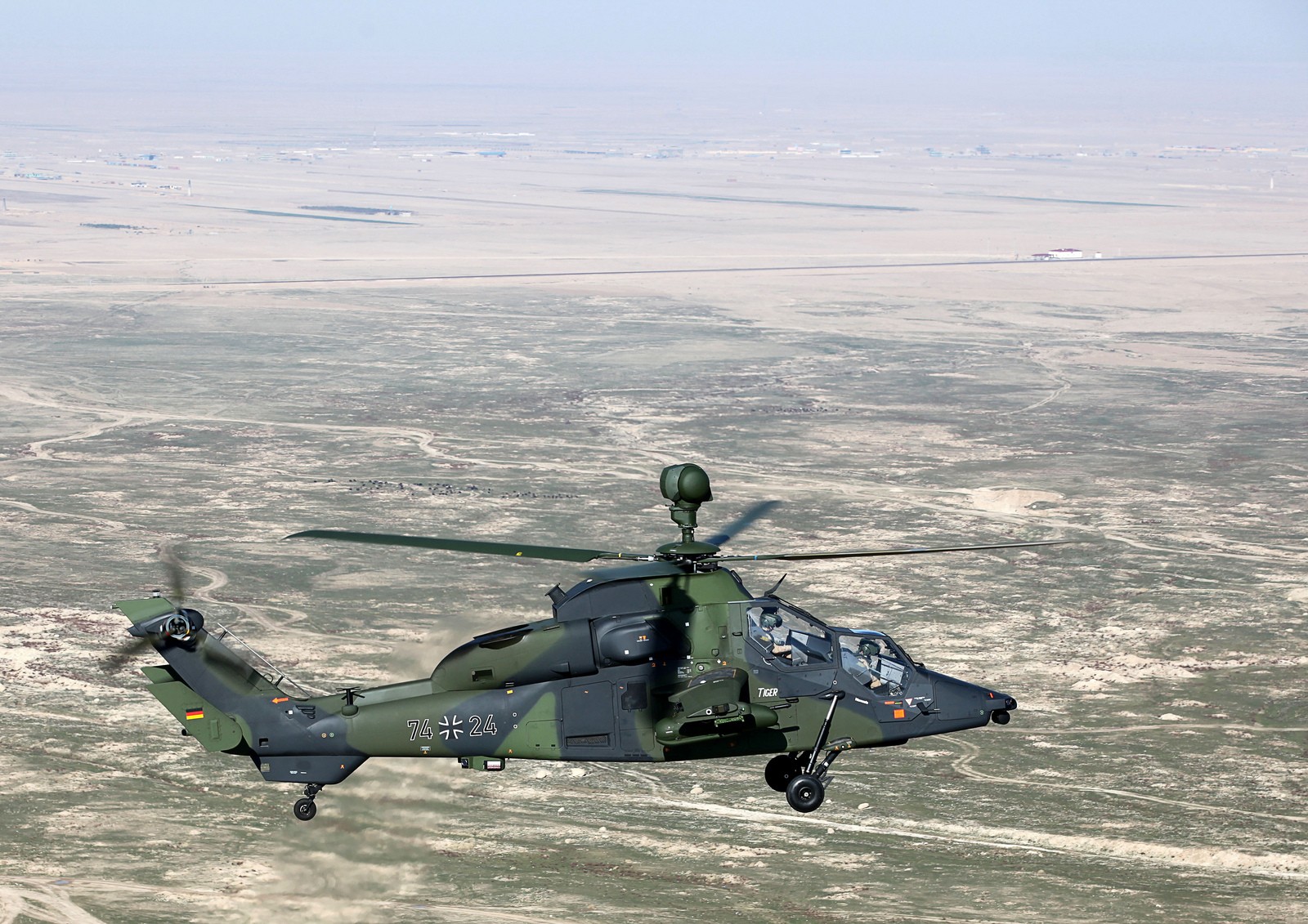 German Tiger helicopter in flight