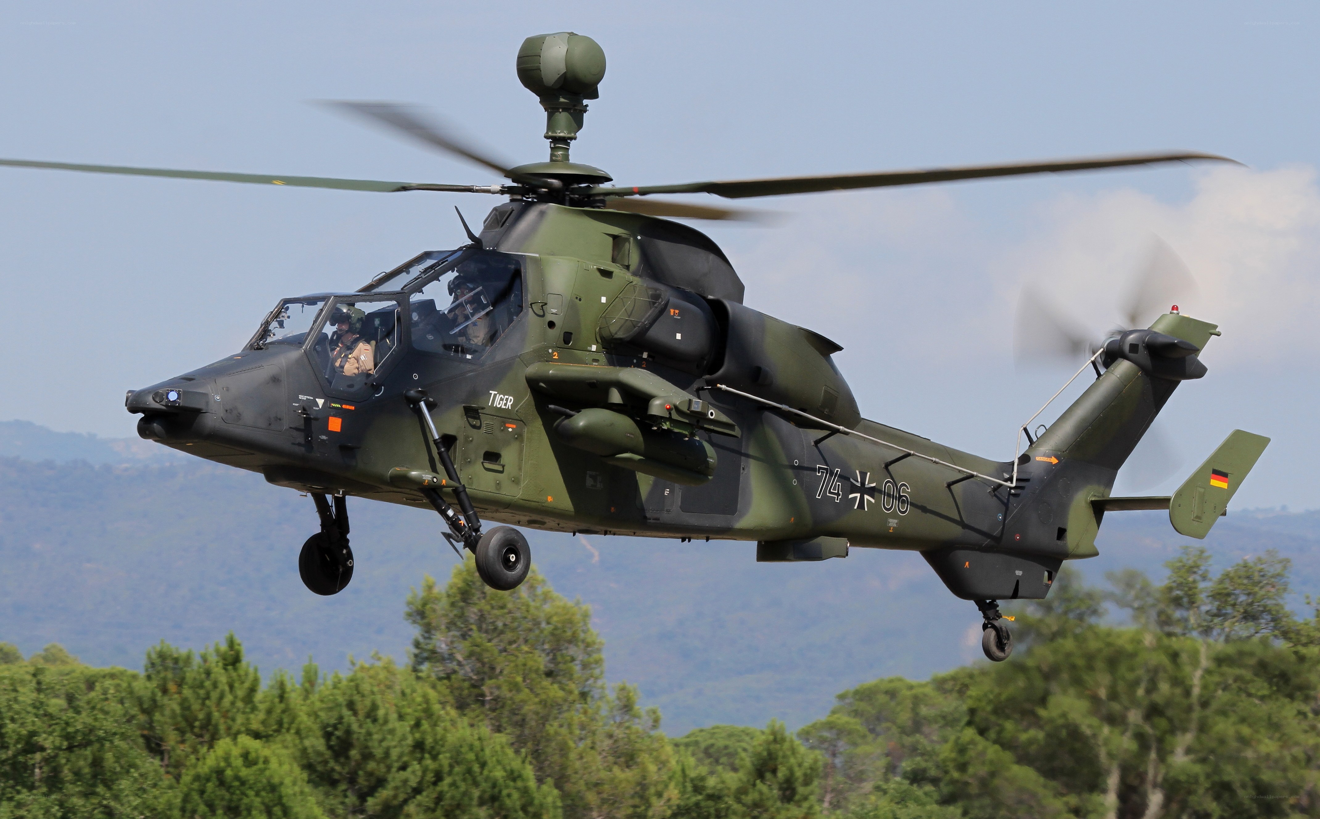 German Tiger helicopter in flight