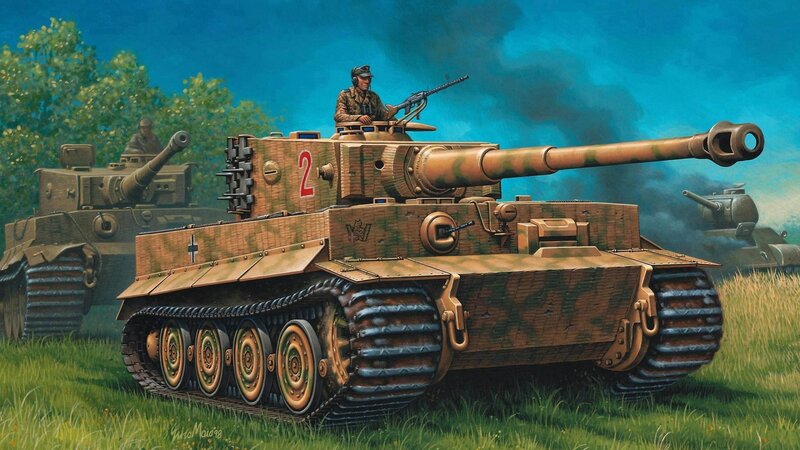 German Tiger Tank — Green, Dramatic