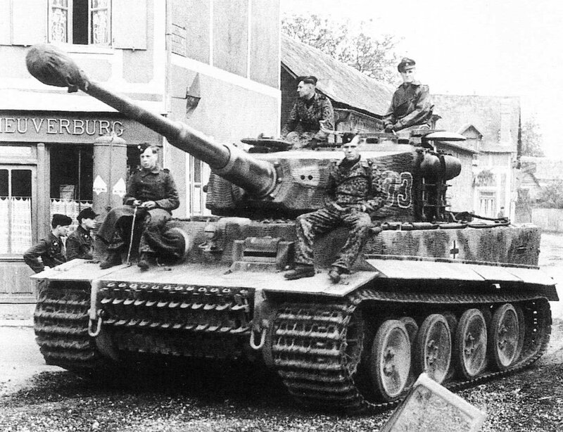 German Tiger tank in a town