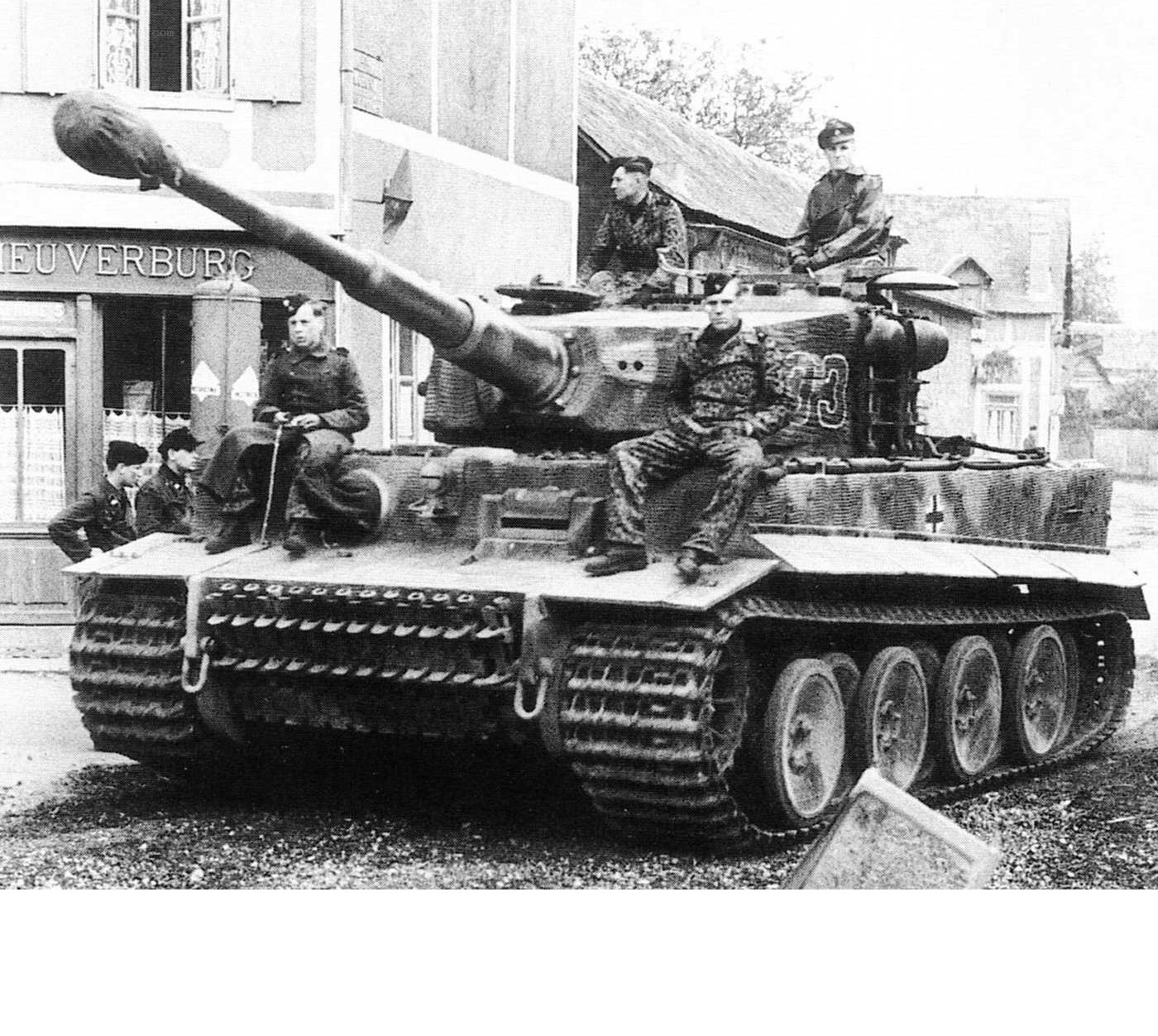 German Tiger tank in a town
