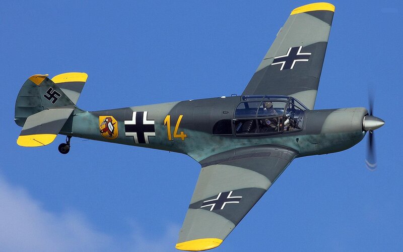 German WWII Fighter Plane — Blue, Clear