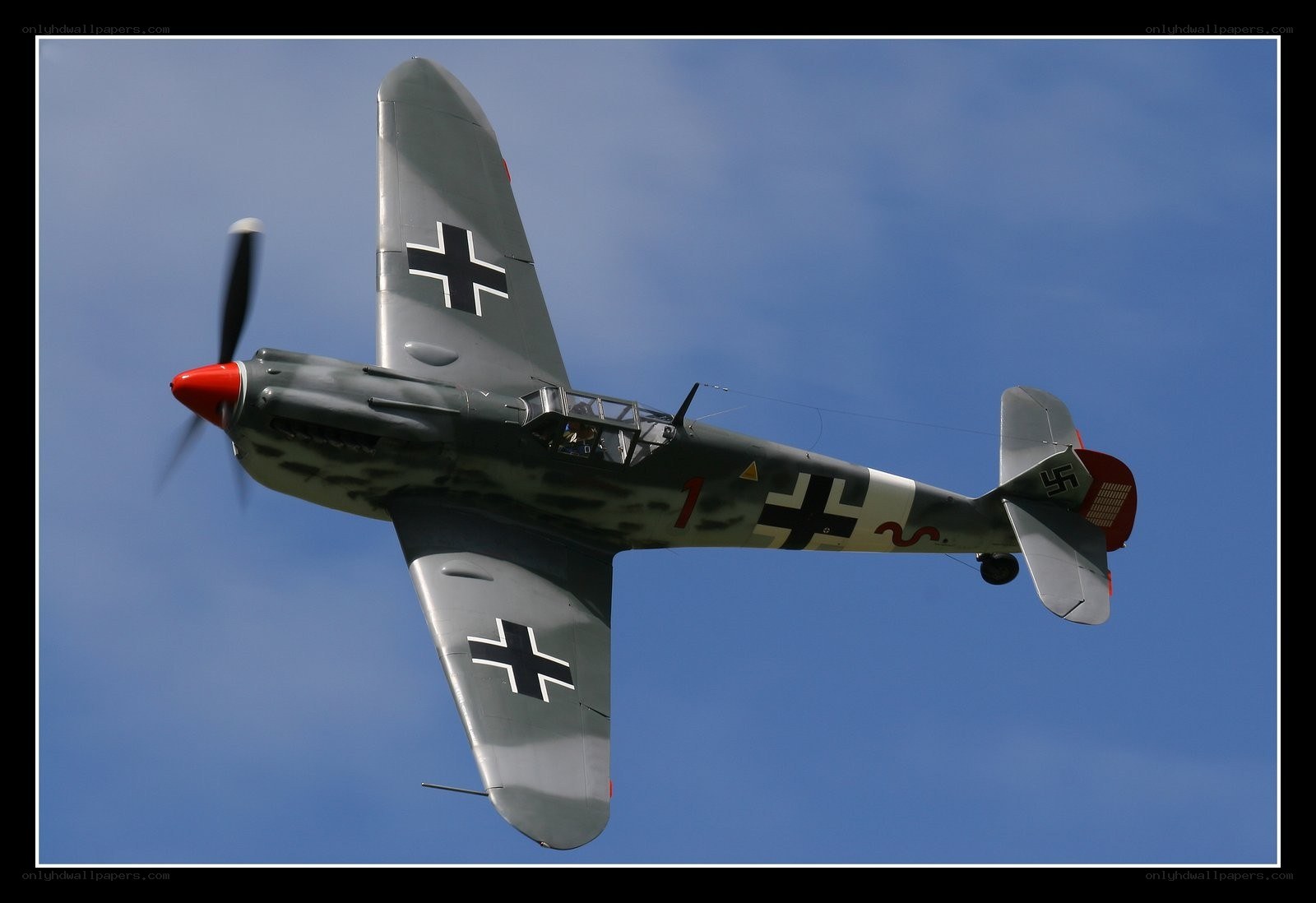 German WWII fighter plane in flight