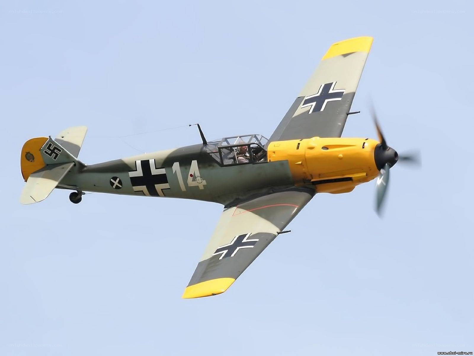 German WWII fighter plane in flight