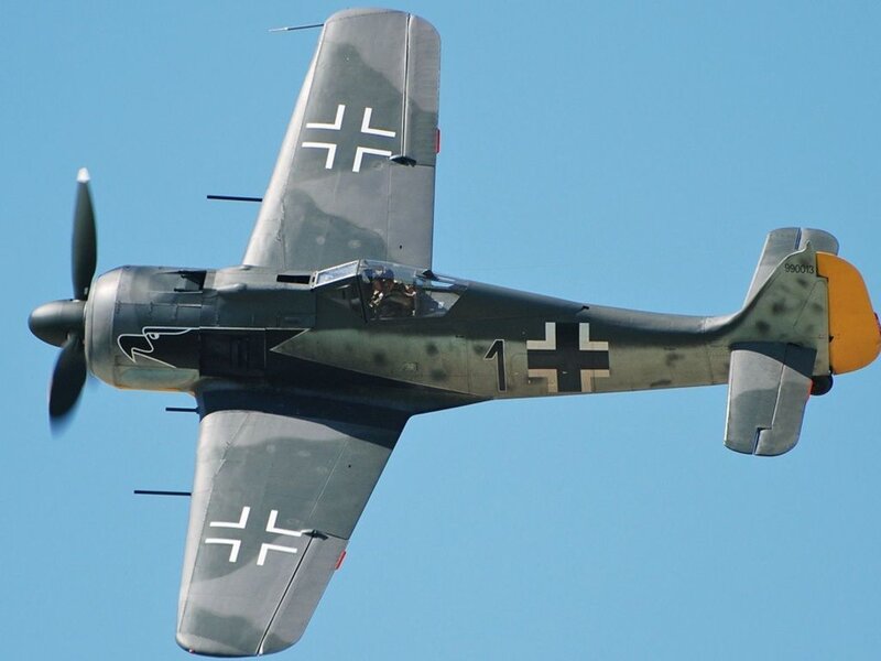 German WWII fighter plane in flight