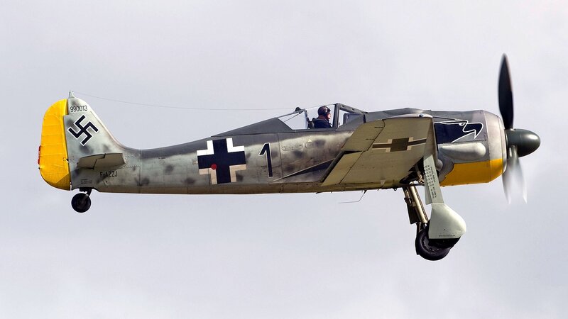 German WWII fighter plane in flight