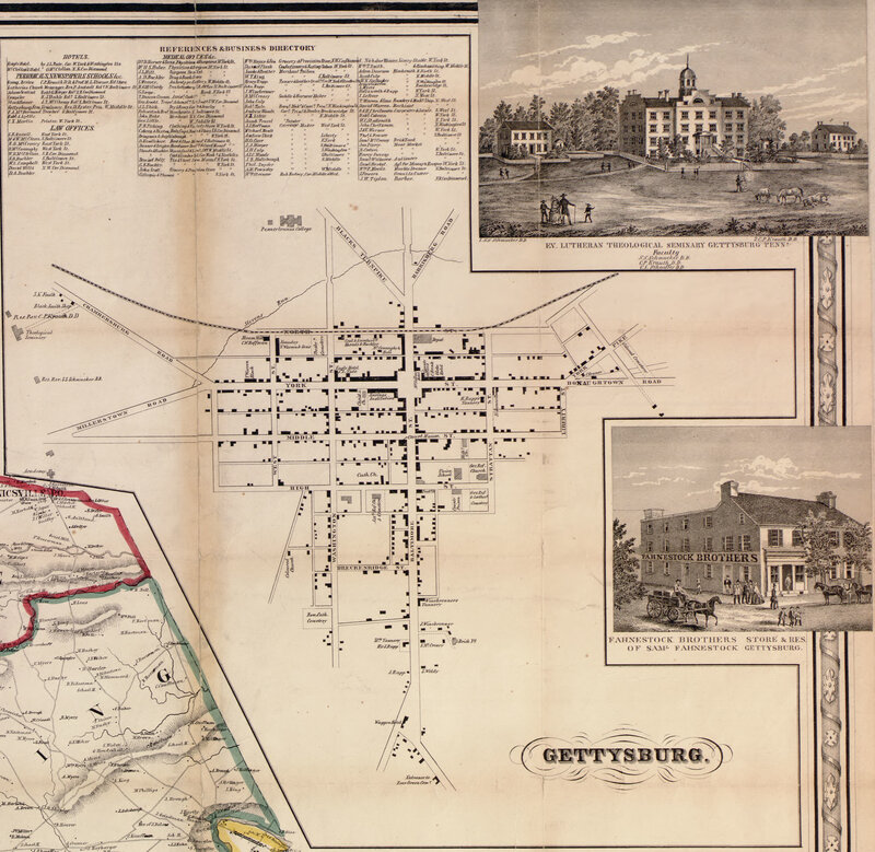 Gettysburg historical map and directory