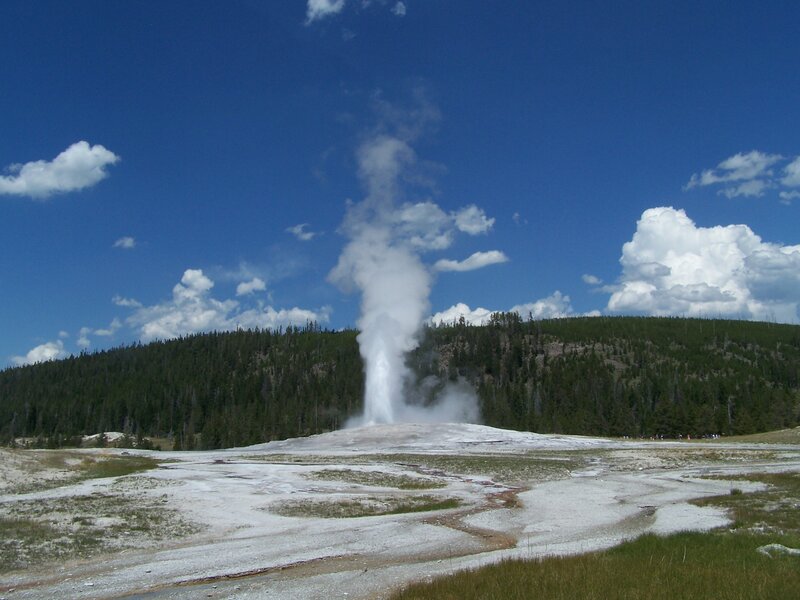 Geyser Erupting — Blue, Dramatic, Afternoon, Photograph
