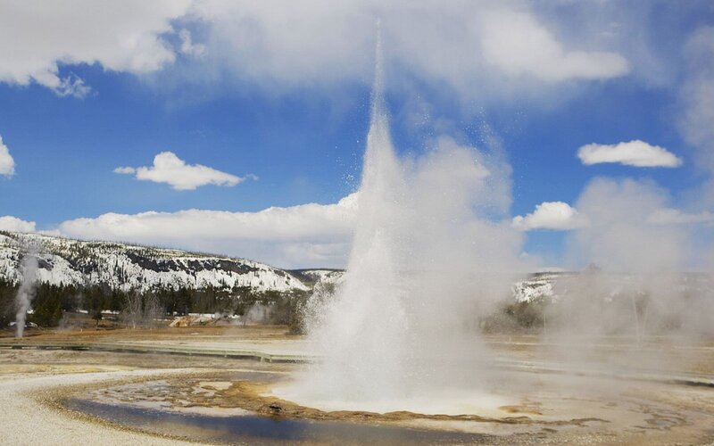 Geyser Erupting — Blue, Dramatic, Winter, Photograph