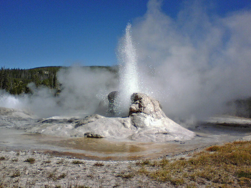Geyser Erupting — Blue