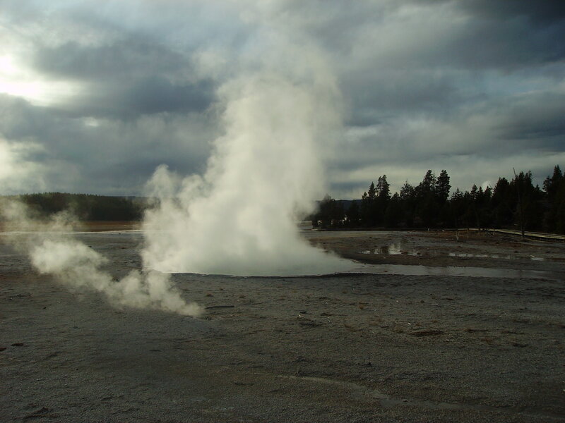 Geyser Erupting — Gray, Dramatic