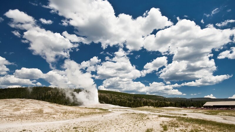 Geyser erupting in Yellowstone