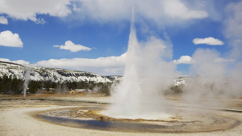 Geyser erupting in Yellowstone