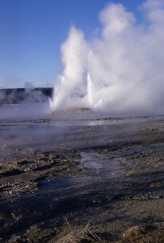 geyser erupting in yellowstone