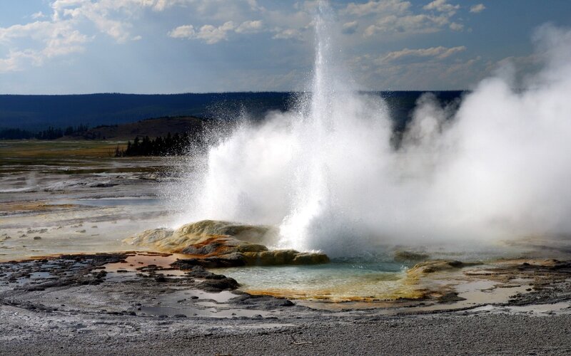 Geyser Erupting — White, Dramatic