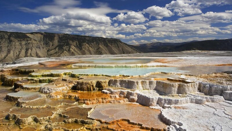 Geyser Terraces at Yellowstone — Blue