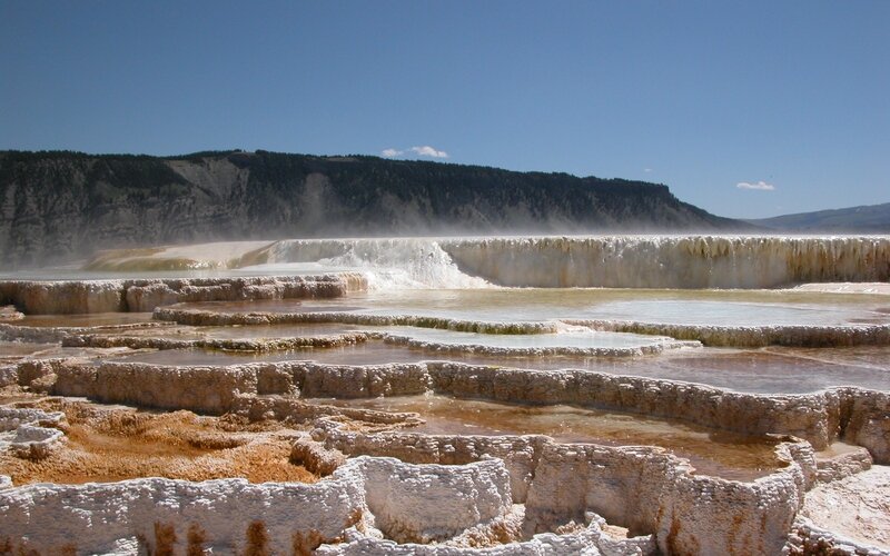 geyser terraces at yellowstone