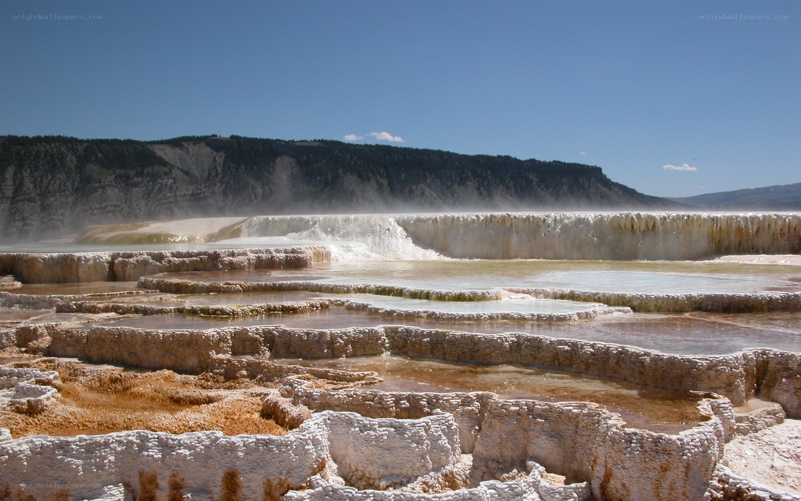geyser terraces at yellowstone