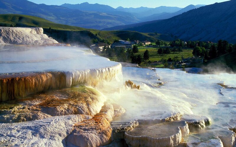 Geyser Terraces in Mountains