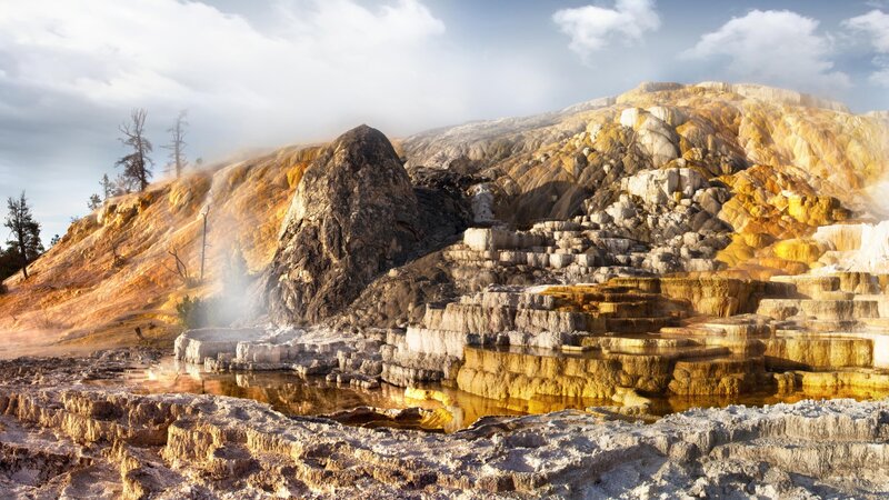 Geyser Terraces in Yellowstone — Yellow