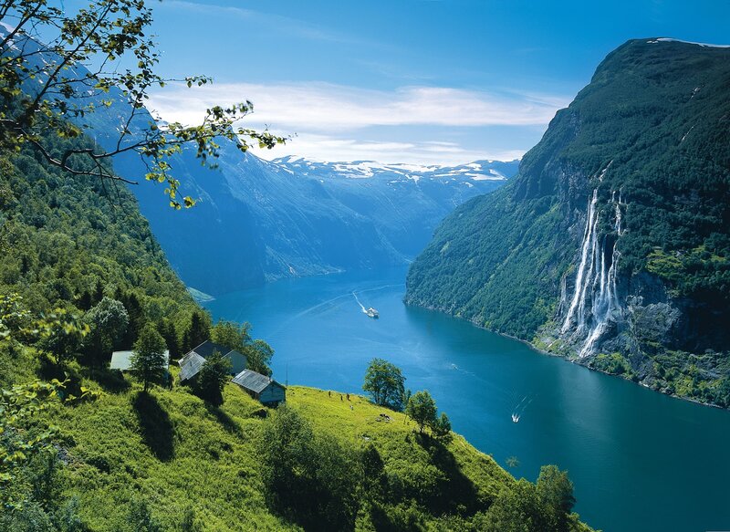 Geyser Waterfall in Fjord
