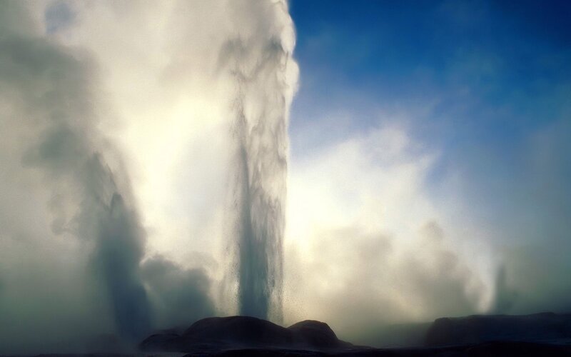 Geysers erupting in Iceland
