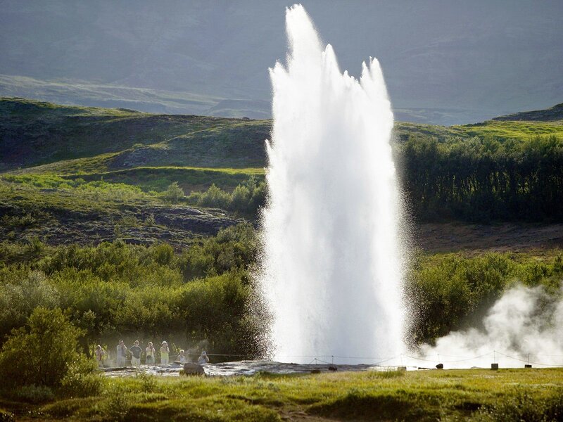 Geysir erupting in Iceland