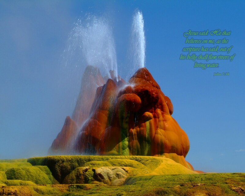 Geysir with Bible verse