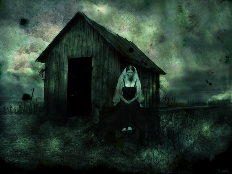 Ghost Bride Sitting Outside