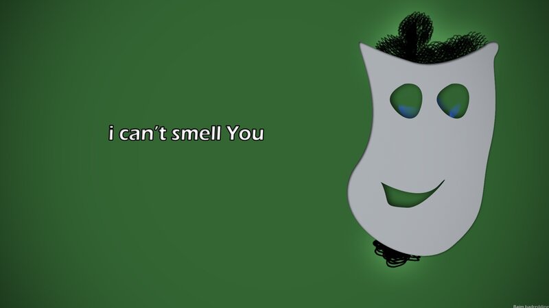 ghost character with text