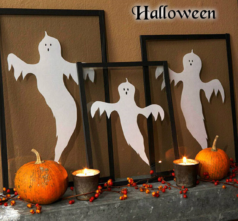 Ghost Decorations on Mantle